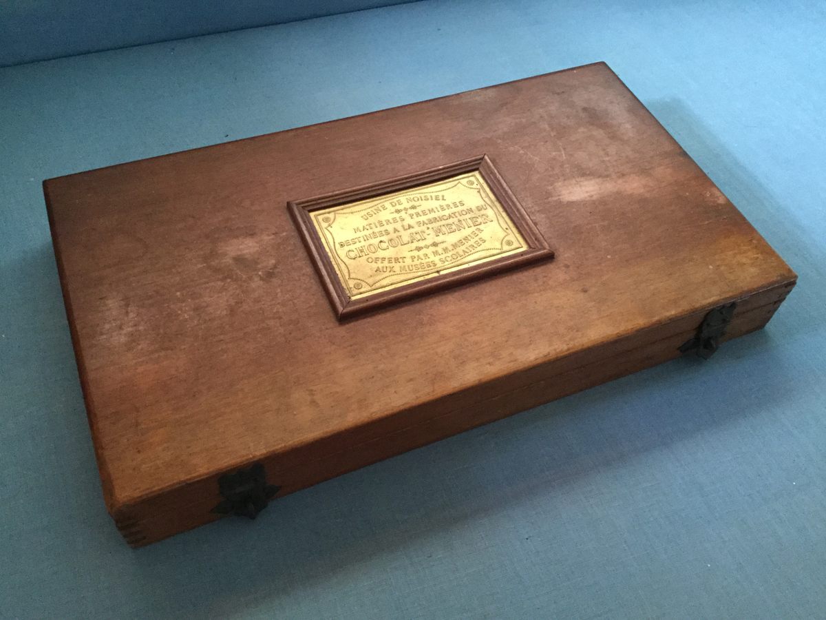 Schools received handsome mahogany boxes filled with the raw ingredients for chocolate.