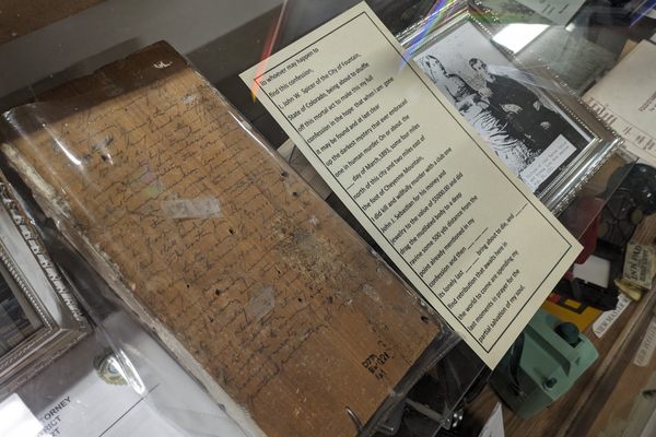 John Spicer’s confession, displayed in the Fountain Valley Historical Society museum