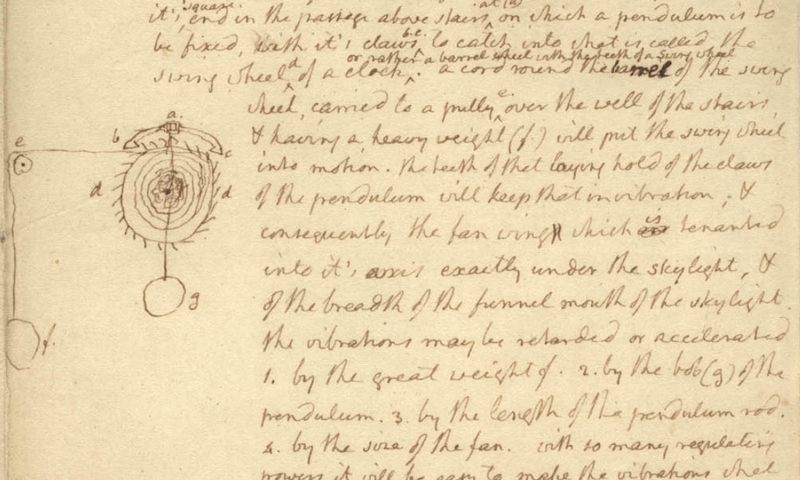 An excerpt from Thomas Jefferson's notes detailing a crank-version of the punkah fan. 