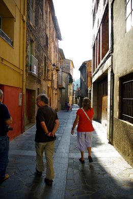 CASTELLFOLLIT DE LA ROCA,SPAIN-MAY 17,2017:Narrow Street In