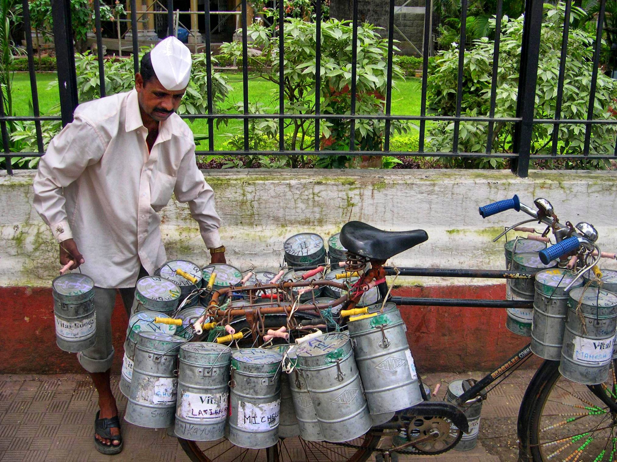 Cycling is an efficient way to transport dabbas to their final destination.