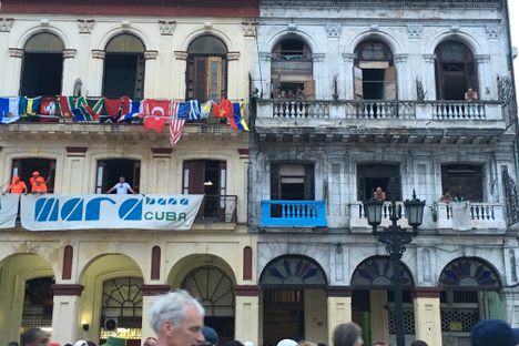 Near the start line of the Havana Marathon in 2015.