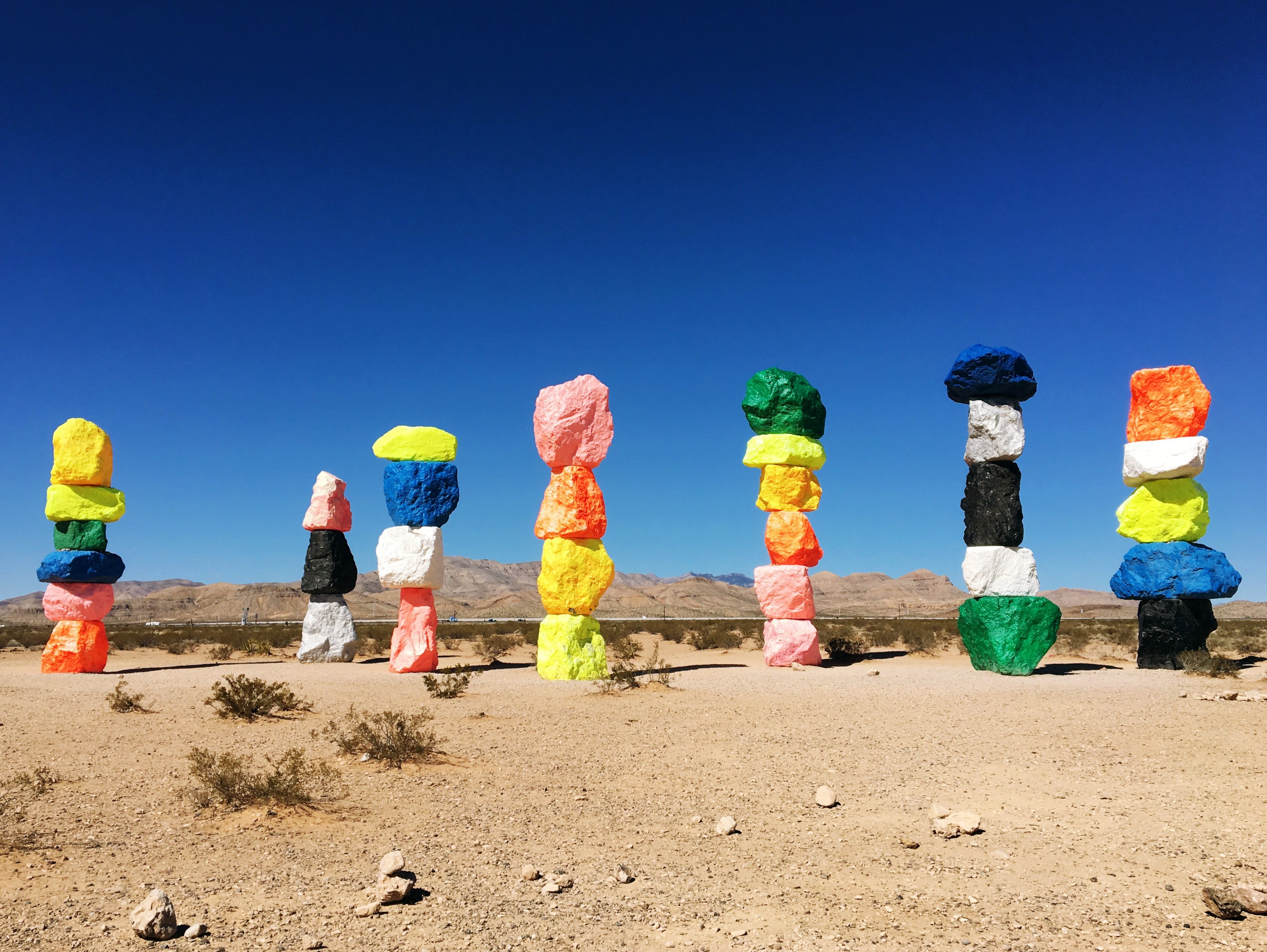 Ugo Rondidone's <em>Seven Magic Mountains</em> installation.