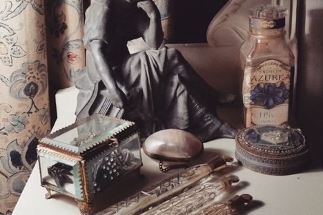 "Tear catchers" on display alongside other Victorian-era ephemera. 