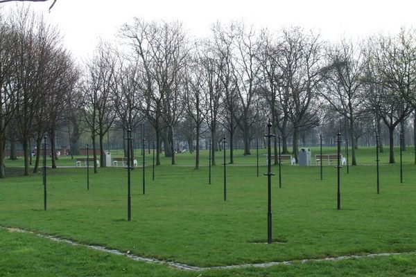 The communal drying area on Glasgow Green.