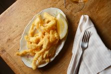 Tripe is fried to a crisp.