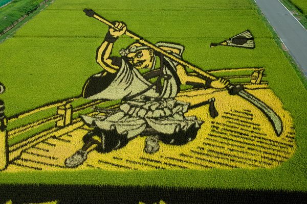 A rice paddy warrior in Inakadate (Flickr/shinkusano)