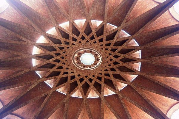 The vaulted ceiling.