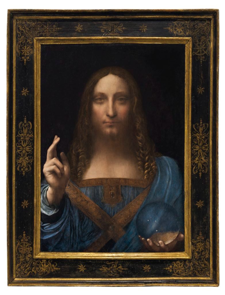 Leonardo da Vinci’s <em>Salvator Mundi</em>, one of fewer than 20 known paintings by him, and the only one in private hands.