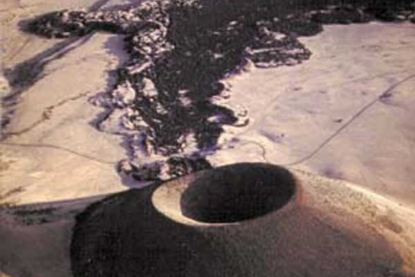 Aerial photo of the volcano. 