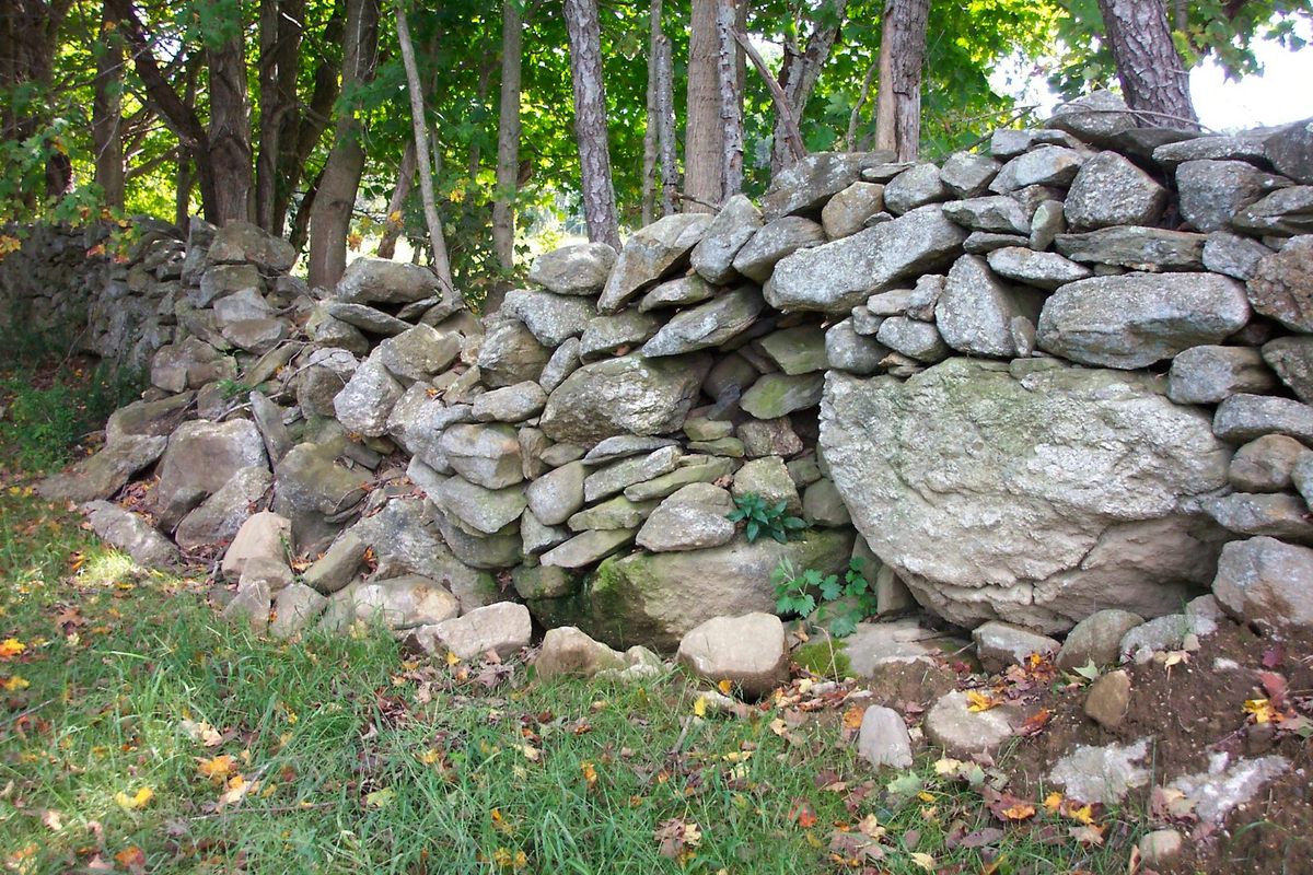 A typical New England stone wall in Hebron, Conn.