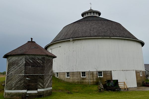 Close-up view of the Bert Leedy Round Barn 