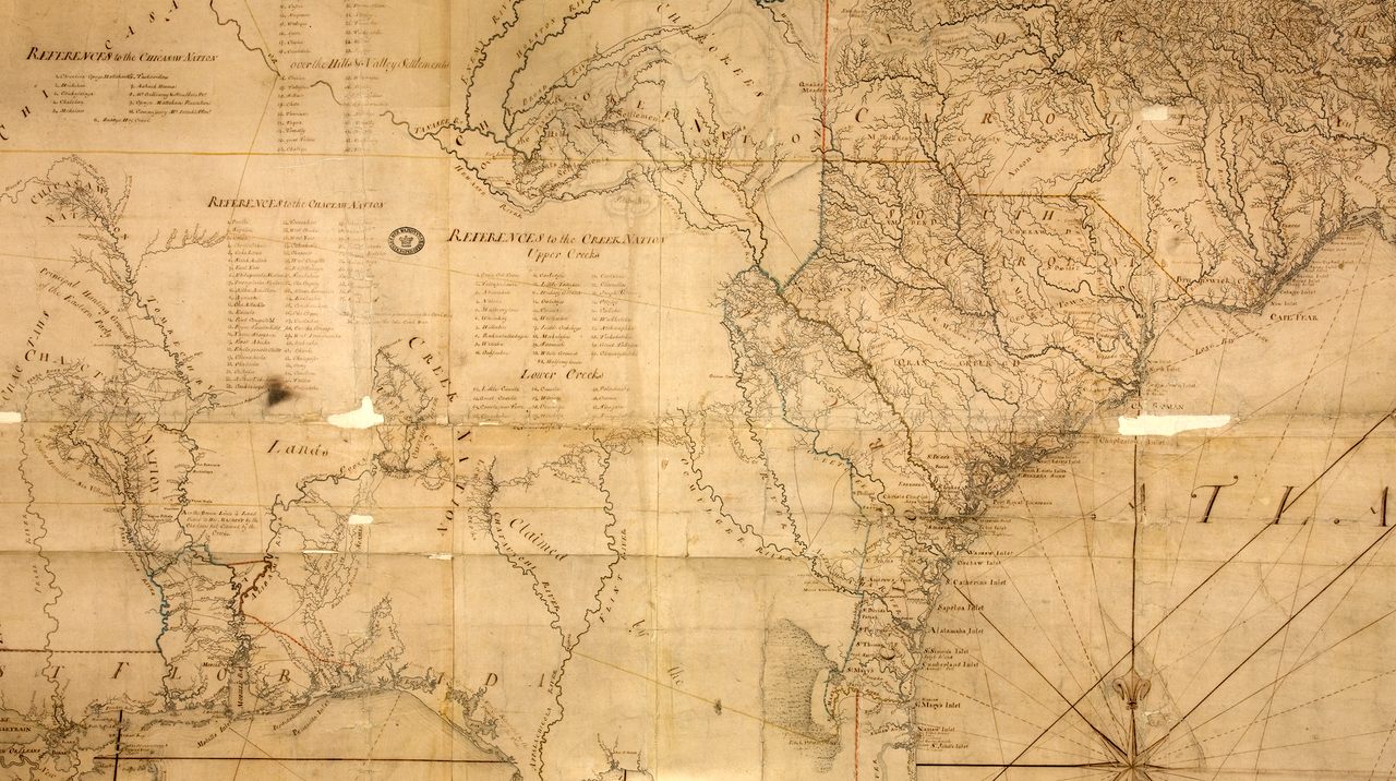 Over time, the boundaries agreed to in the 1760s were renegotiated, as shown on this map of the "Southern Indian District of North America," 1775.