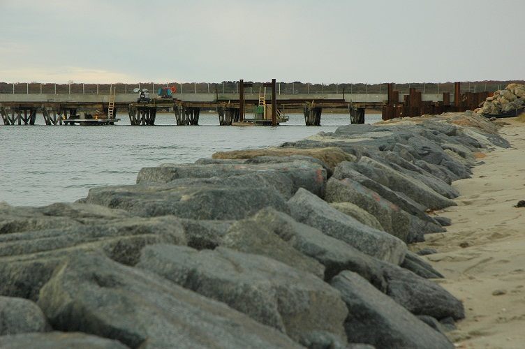 Bridge and quay used in the shark attack scene.