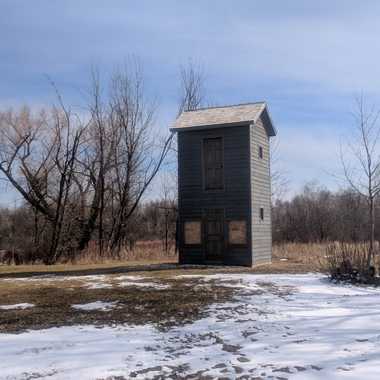 Cedar Lake's two-story outhouse.