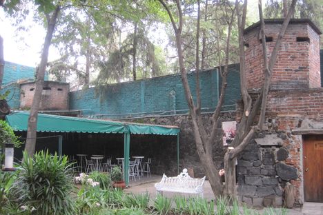 the guard towers viewed from inside the courtyard