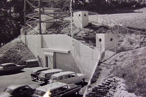The parking lot and entrance.