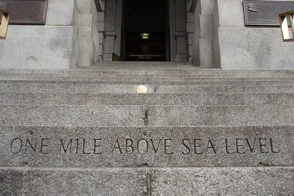 Two mile-high markers.
