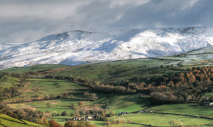A view of Kinder Scout, the highest hill in England's Peak District.