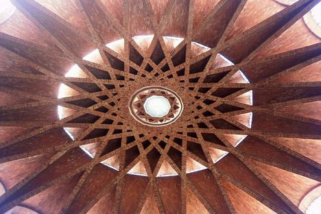 The vaulted ceiling.