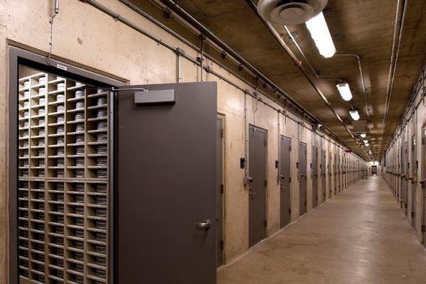 A row of nitrate storage vaults at the Packard Campus