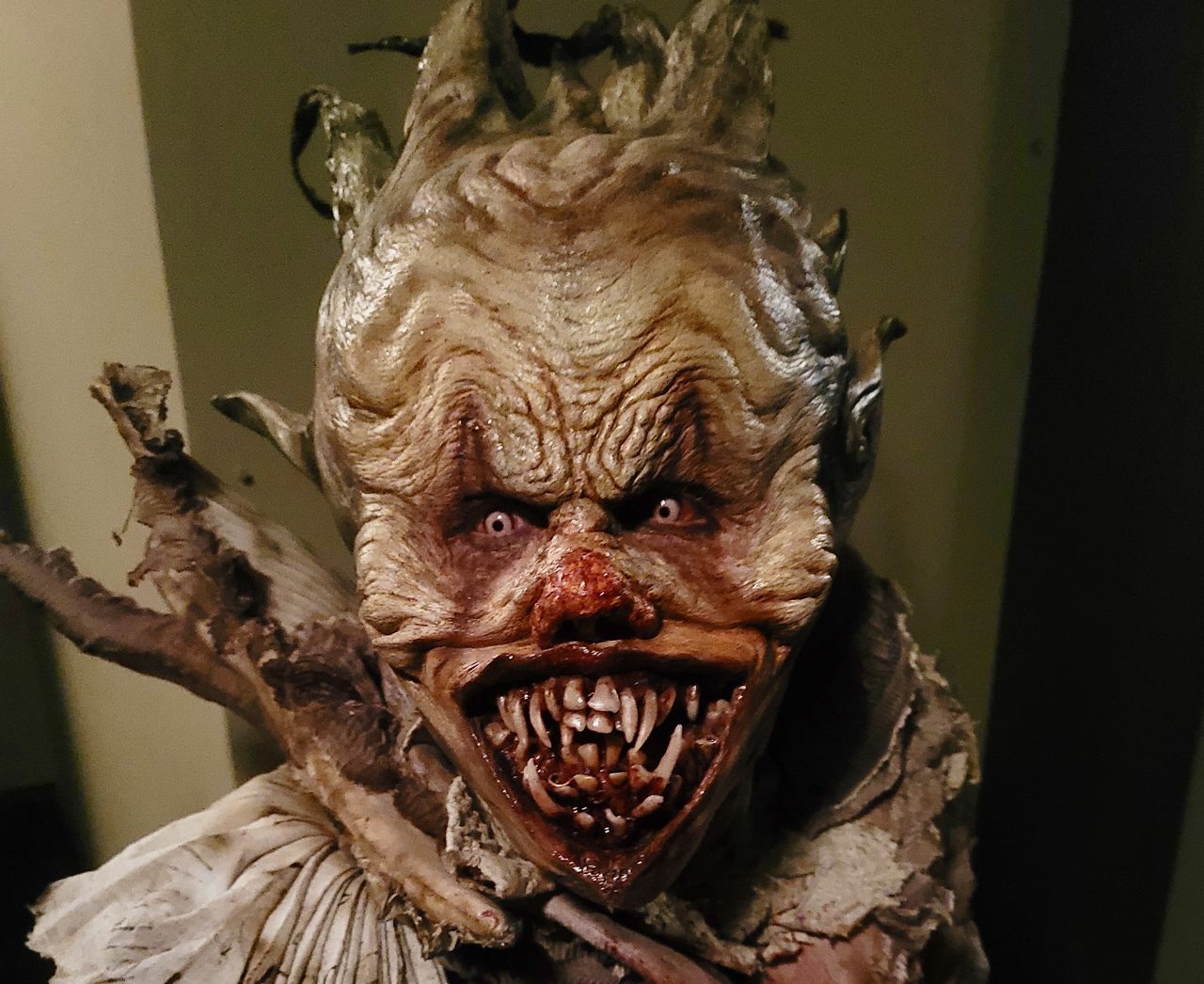 The studio's "Proto Clown," the god of all scary clowns, combined full facial prosthetics and an animatronic mouth with a near-absence of color to distinguish it from red-nosed, rainbow-haired modern clowns.