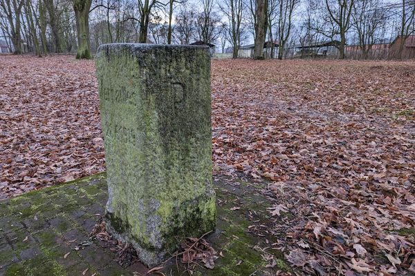 Versailles border stone showing the “P” for Poland