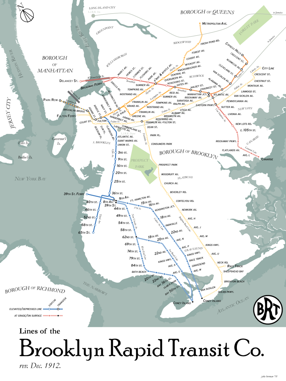 Some Brooklyn lines, as they were in 1912.