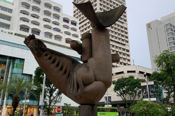 Back view of Mother and Child.