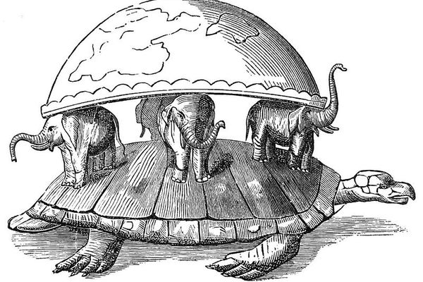 An illustration of the "Hindu Earth" from 1876.