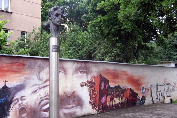 The Frank Zappa memorial in Vilnius, Lithuania.