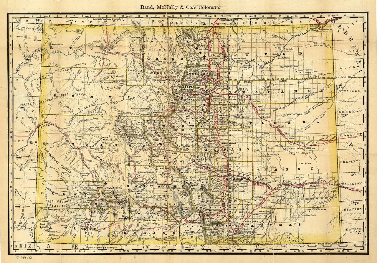 This map of Colorado, showing its railroads, was published in 1879, the year that the state was first demarcated. It had been a state for three years by that point. 