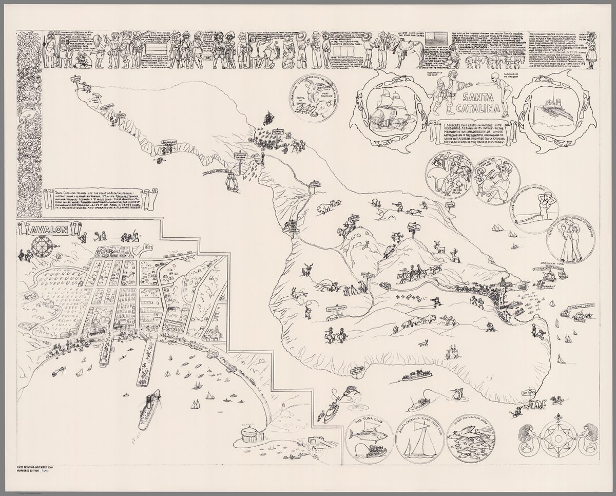 A sketch for an unfinished map of Santa Catalina, found in Mora's papers after his death.