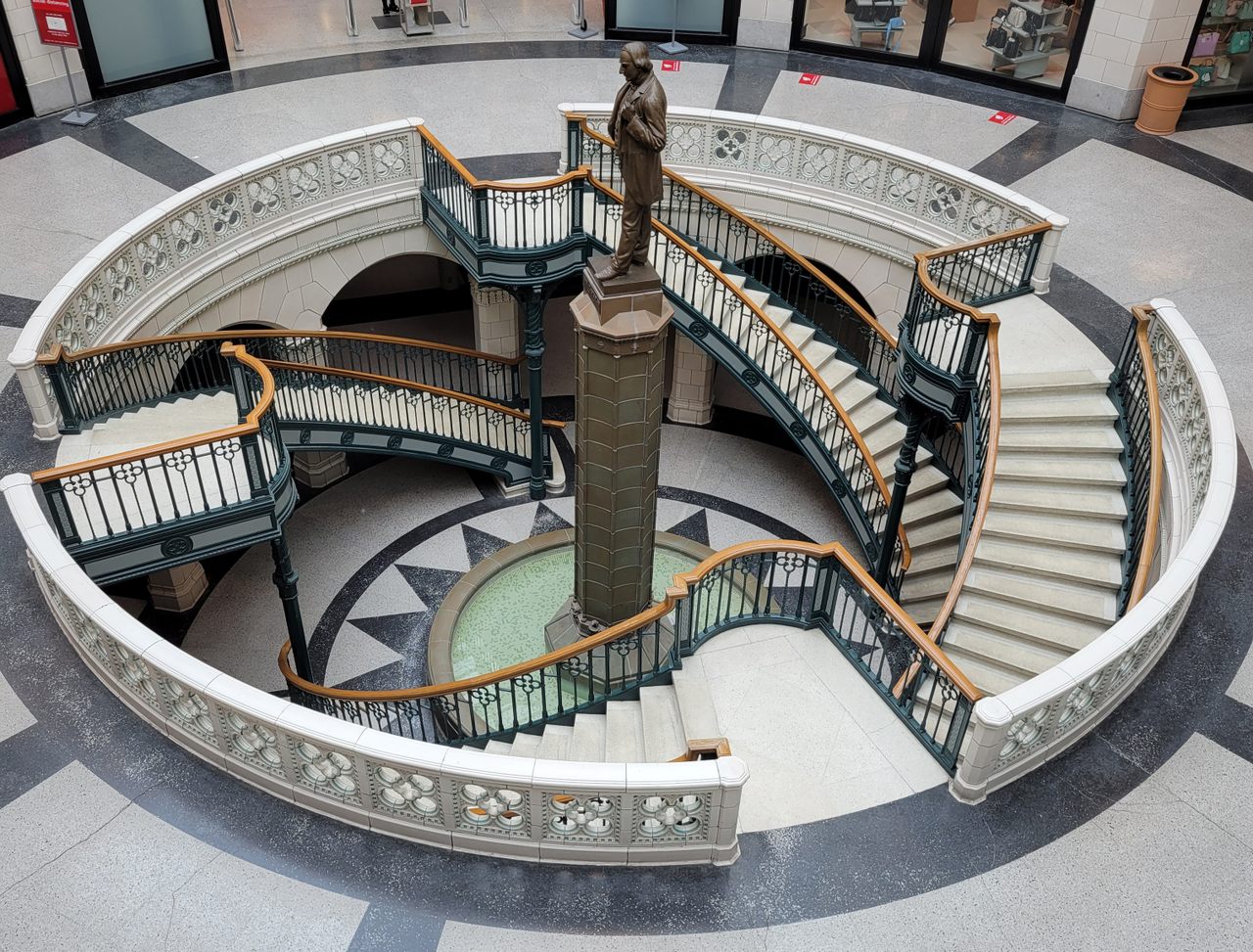 Treasure hunter Tom Klein believes the statue of John Plankinton in Milwaukee's Plankinton Arcade is one of the clues to <em>The Secret</em>'s buried treasure.