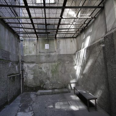 The outside walking area for detainees in the yard.