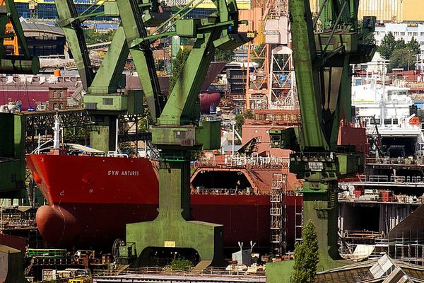 A seemingly busy Gdansk Shipyard.