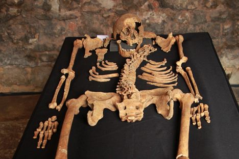 The plague victim skeleton at the Charterhouse.