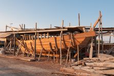 Dhow under construction in the Muharraq shipyard in Muharraq, Bahrain.
