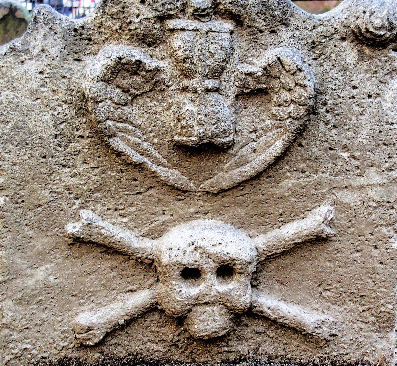 The 1681 grave of Richard Churcher, the oldest tombstone of Trinity Church Cemetery