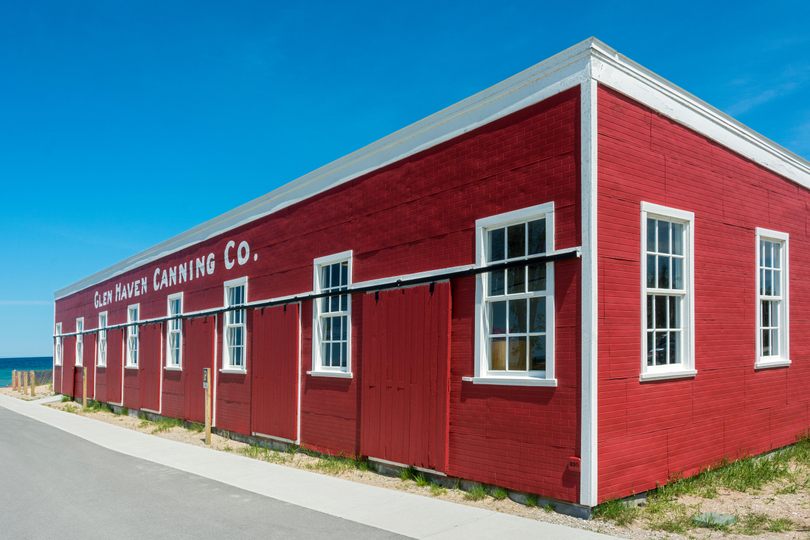 The building sports a strikingly photogenic red-and-white exterior.
