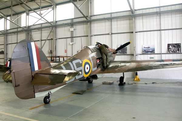 Hawker Hurricane in the BBMF hanger at Coningsby.