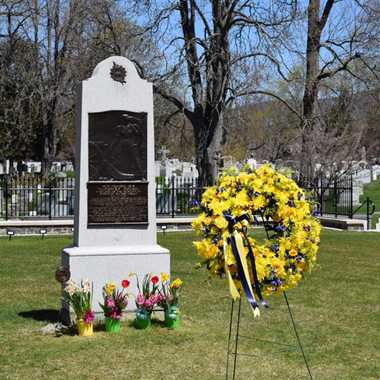 The Corbin monument is near West Point’s neoclassical Old Chapel.