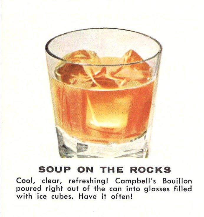 A vintage Campbell's ad for Soup on the Rocks.