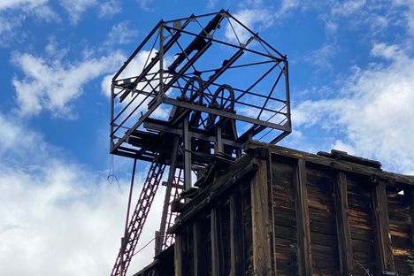 The mine headframe.