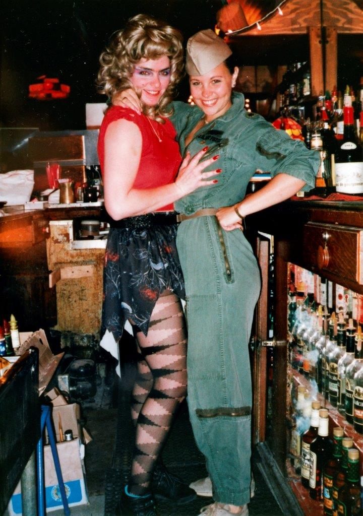 Bartenders Patty (l) and Tudy (r) behind the bar at Maud's, a lesbian bar on Cole Street open from 1966 to 1989. This photo dates from 1987.