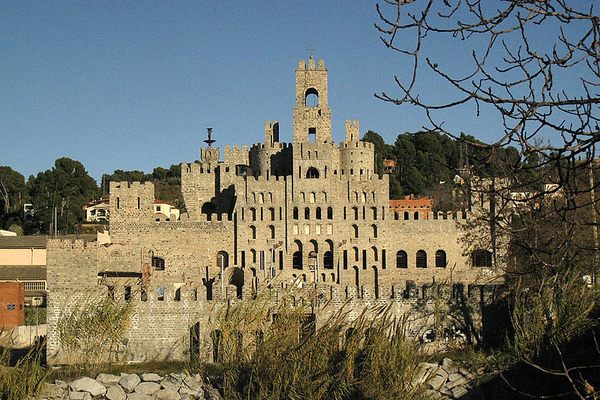 Les Fonts Castle, viewed across the Rubi River