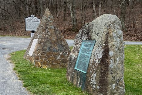 All three markers on the side of Route 33.