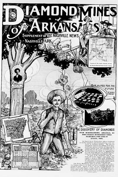 A supplement to the Nashville News newspaper (Nashville, Arkansas, USA), promoting diamond mining. Diamonds were found in nearby Murfreesboro in 1906.