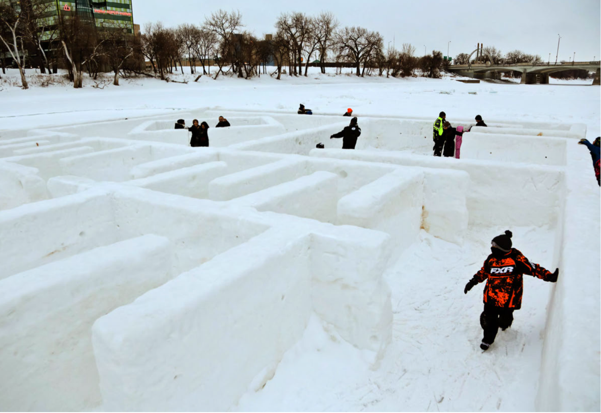 "Ice Maze" from 2016 provides fun and a break from the wind.