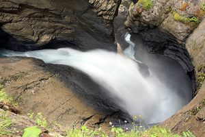 Looking down at the water-carved tunnels